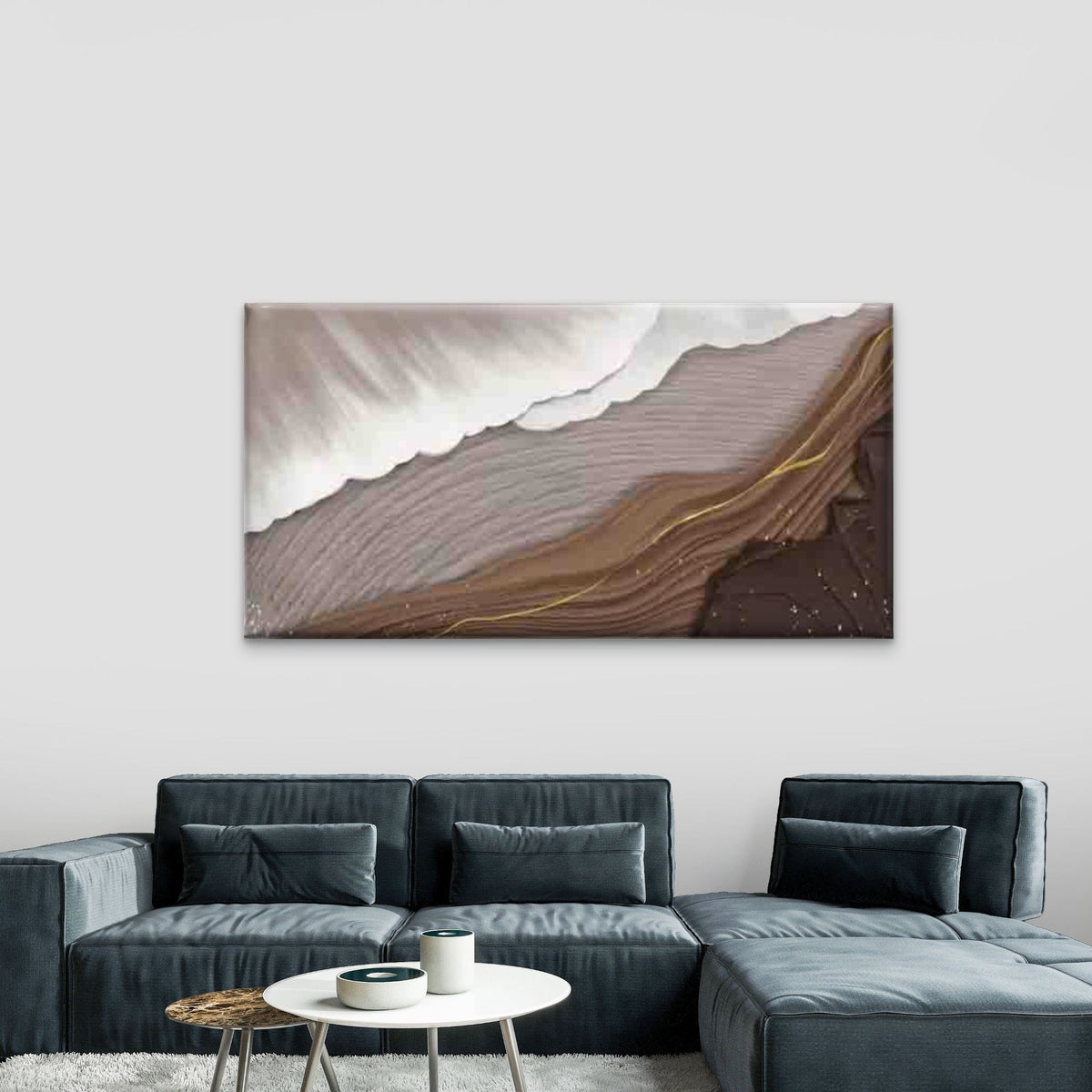 Chocolate And Golden Fusion Wall Art Canvas Office Home Room Framed 120x60cm