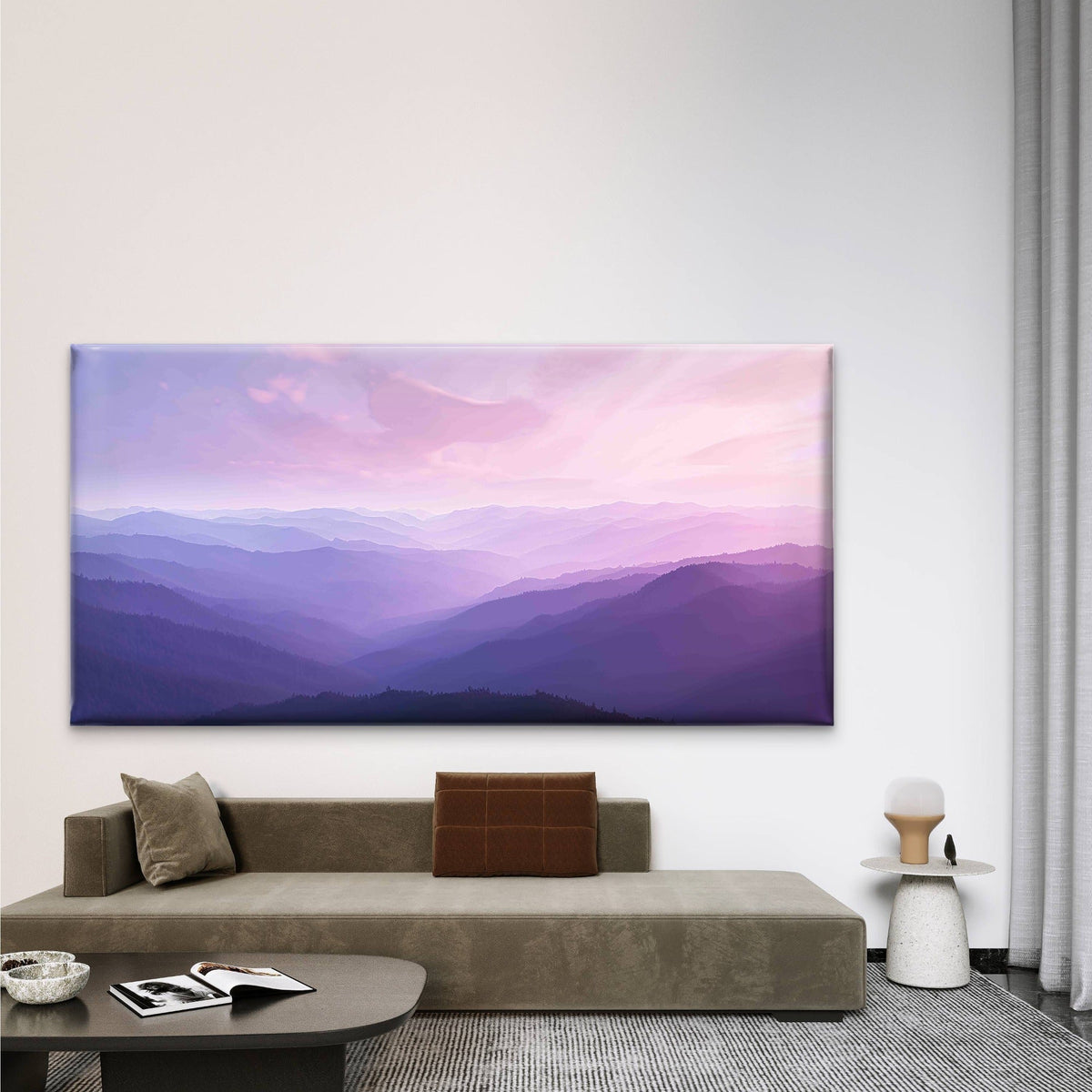 Misty Mountain Valley Wall Art Canvas Office Home Room Framed 80x45cm