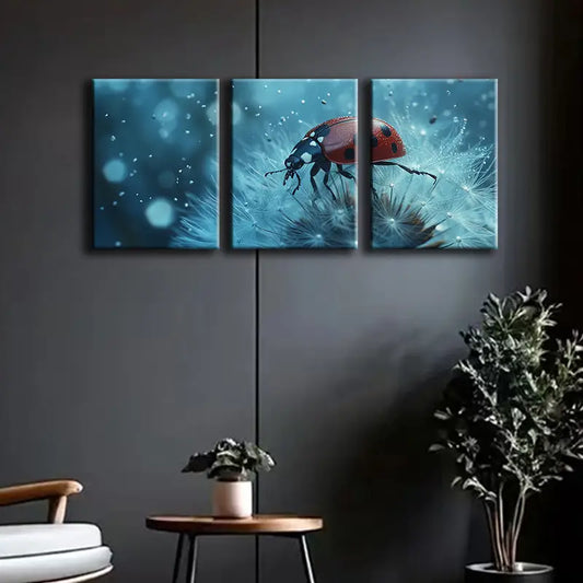 3pcs A ladybug Metal Print Ready to Hang Art