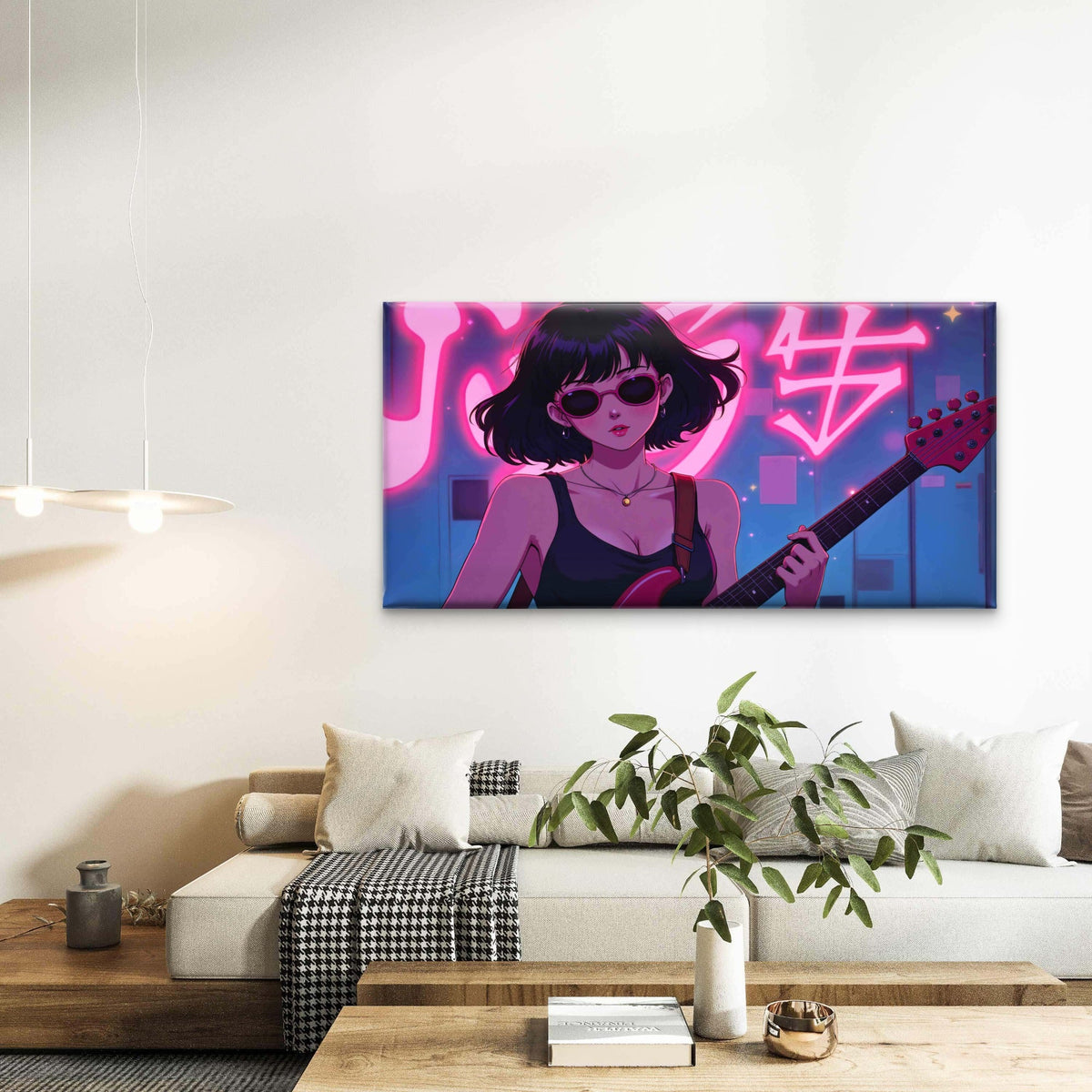 Electric Echoes Wall Art Canvas Office Home Room Framed 120x60cm