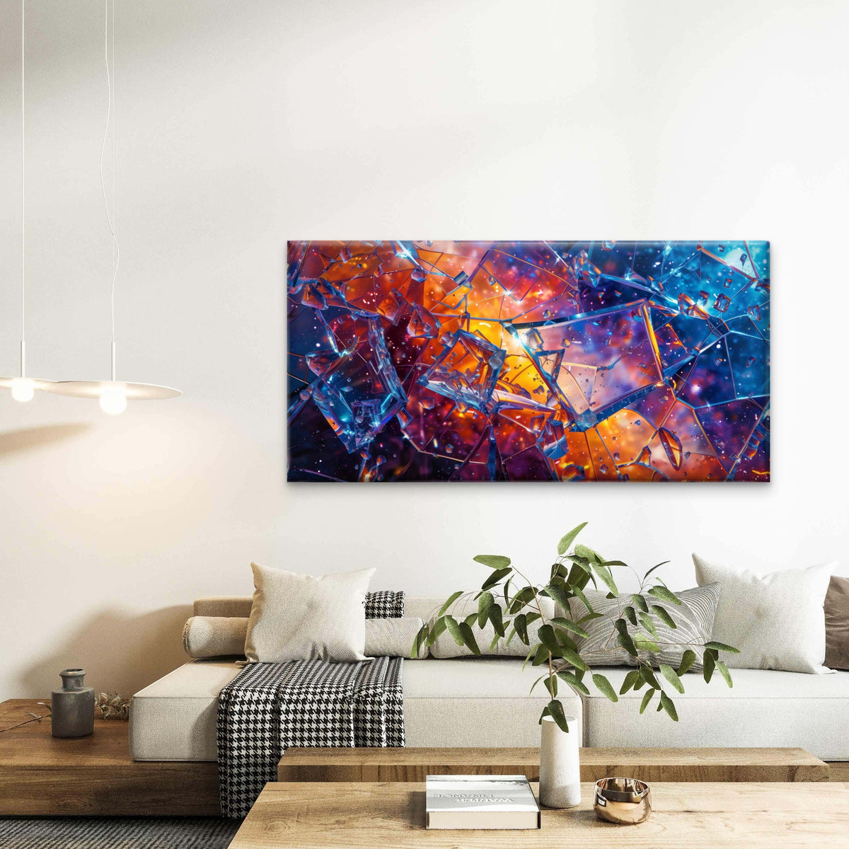 Abstract With Broken Glass Wall Art Canvas Office Home Room Framed 120x60cm