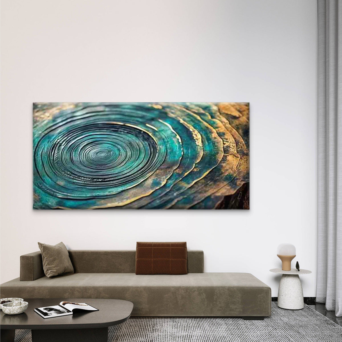Golden Circular Textures Wall Art Canvas Office Home Room Framed 120x60cm