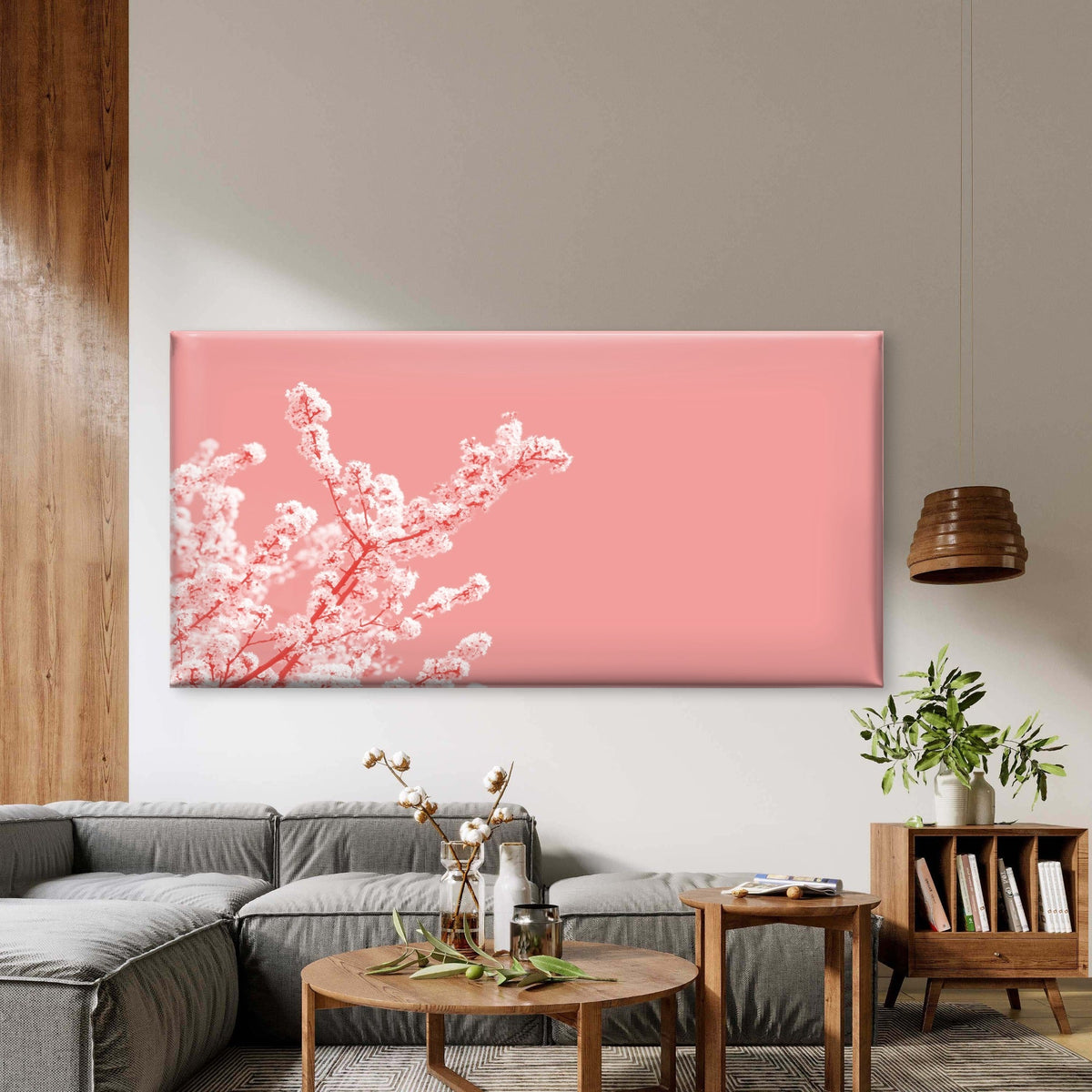 Cherry Blossom Branches Wall Art Canvas Office Home Room Framed 80x45cm