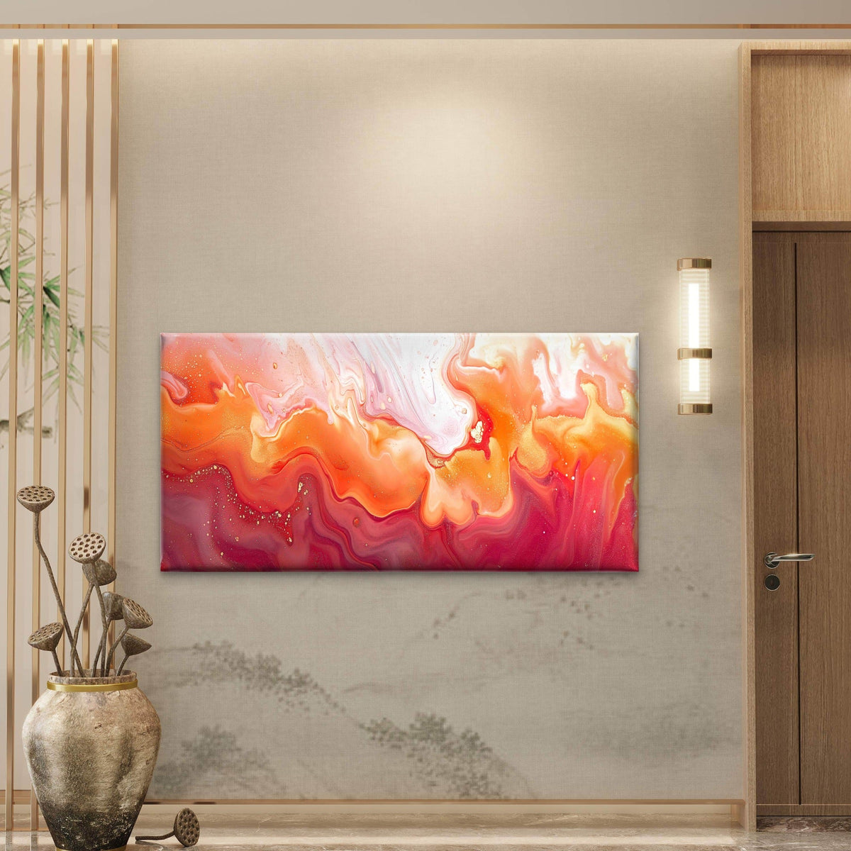 Abstract Art Marble Ink Wall Art Canvas Office Home Room Framed 80x45cm