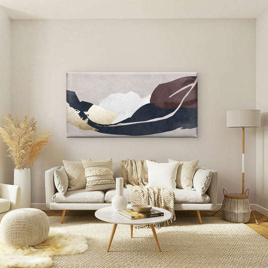 Abstract Navy Brown Gold Foil Modern Wall Art Canvas Office Home Framed 80x45cm
