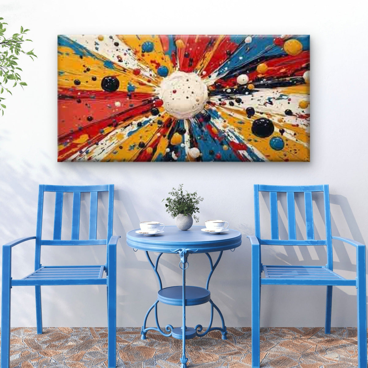 Vibrant Explosive Abstract Wall Art Canvas Office Home Room Framed 80x45cm