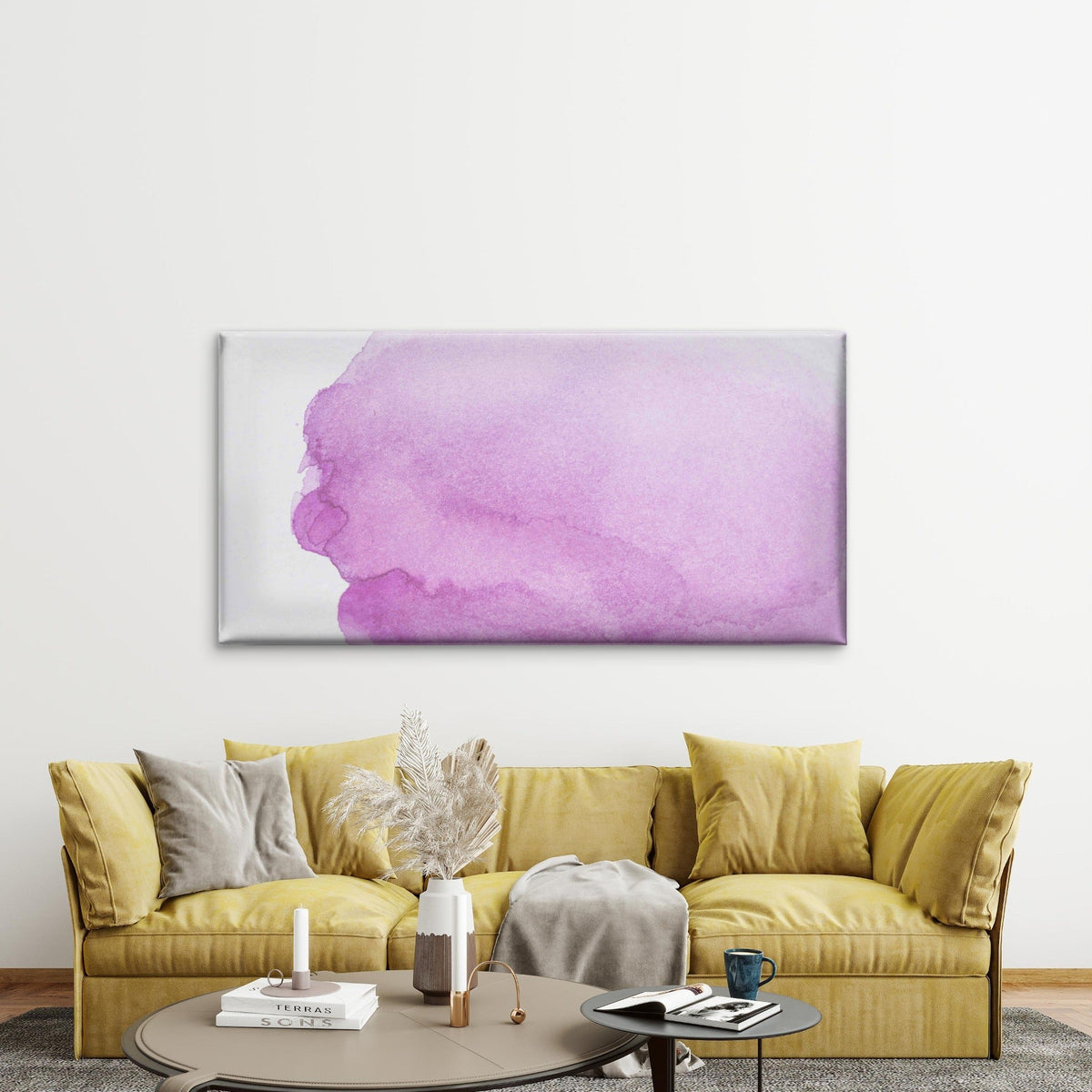 Watercolor Purple White Gradien Wall Art Canvas Office Home Room Framed 120x60cm
