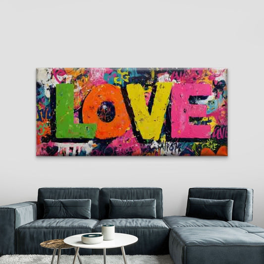 Graffiti Modern Street Art Wall Art Canvas Office Home Room Framed 80x45cm