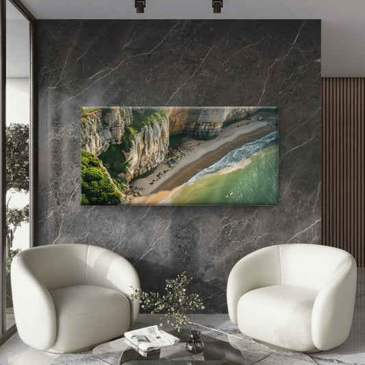 Stony Beach Landscape Wall Art Canvas Office Home Room Framed 80x45cm