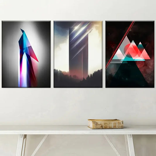 3pcs Modern Style Fashion Technology Abstract Art Wall Art Set Canvas Framed 40x60cm - High Quality Print 100% Australian Made Wall Canvas Ready to Hang