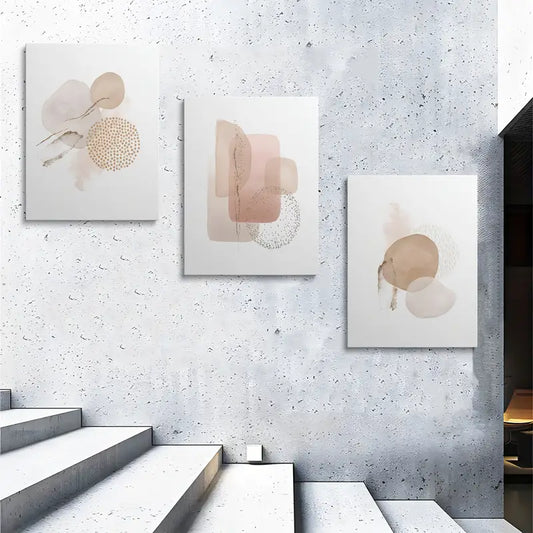 3pcs Abstract Color Graphic Geometric Fashion Pattern Metal Print Ready to Hang Art