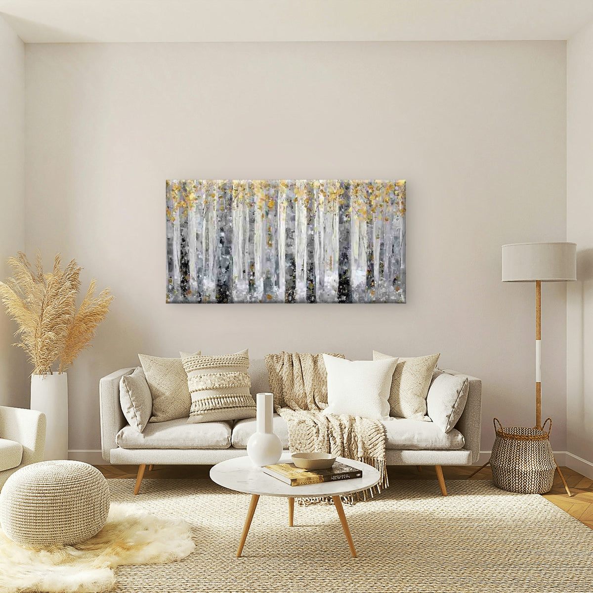 Abstract Winter Forest Wall Art Canvas Office Home Room Framed 80x45cm
