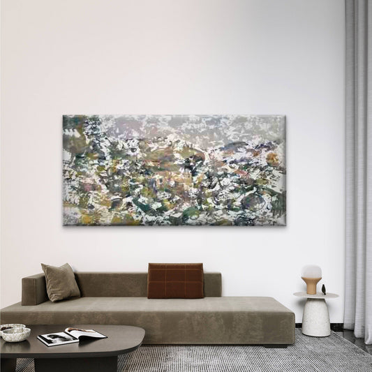 Elegant Floral and Foliage Wall Art Canvas Office Home Room Framed 80x45cm