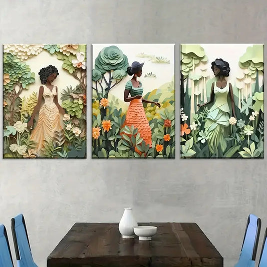 3pcs Natural Forest People Landscape Art Wall Art Set Canvas Framed 40x60cm - High Quality Print 100% Australian Made Wall Canvas Ready to Hang