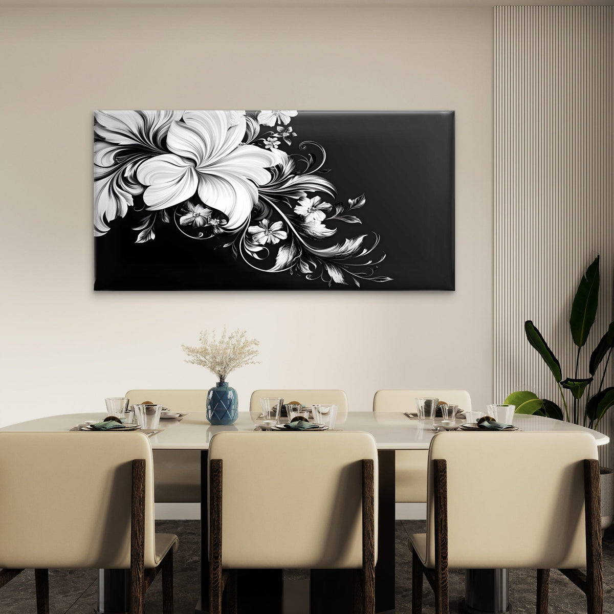 Blossoms In The Dark Wall Art Canvas Office Home Room Framed 80x45cm