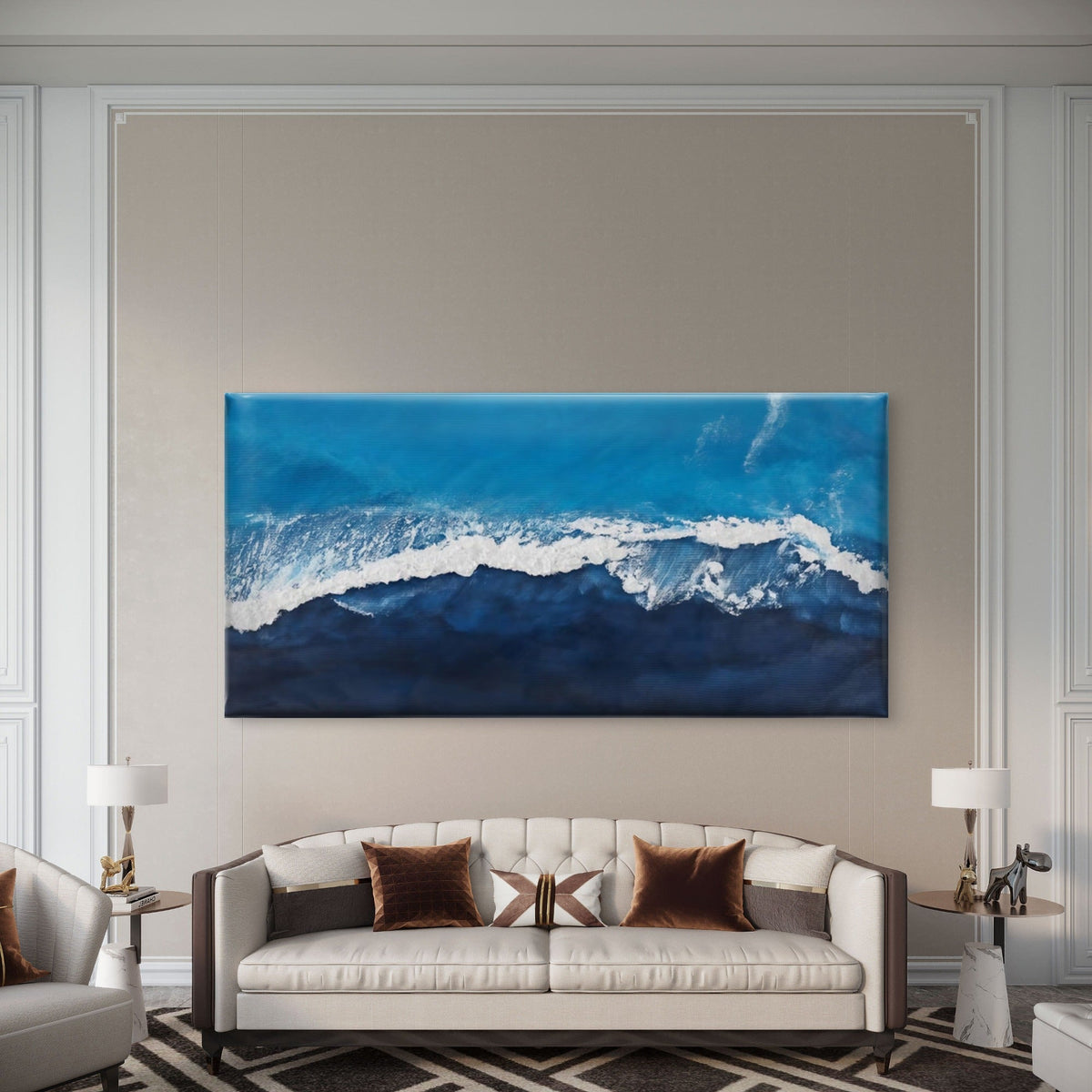 Ocean Waves And Sea Surf Wall Art Canvas Office Home Room Framed 80x45cm