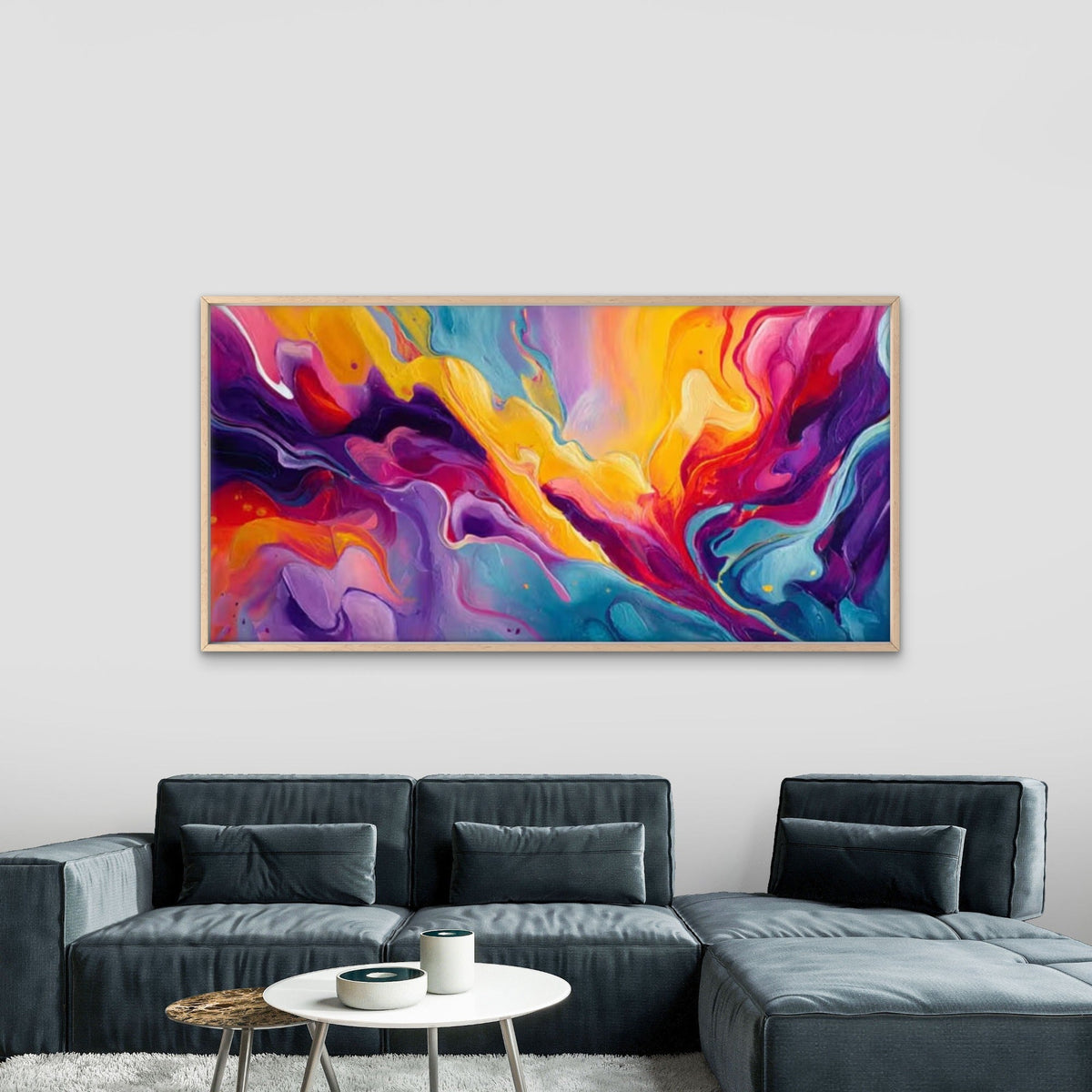 Abstract Splash Multicolor Wall Art Canvas Office Home Room Framed 80x45cm