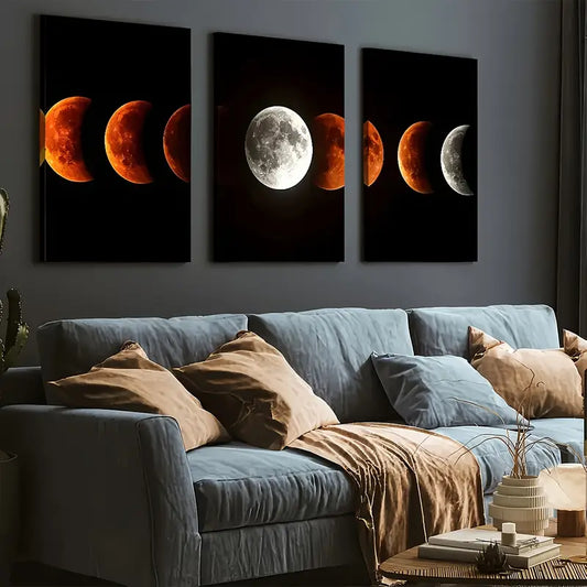 3pcs Simple Wind Planet Rotation Process Art Wall Art Set Canvas Framed 40x60cm - High Quality Print 100% Australian Made Wall Canvas Ready to Hang