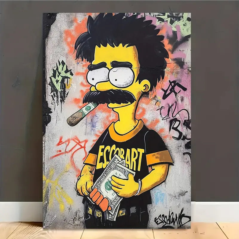Money With Man Street Art Graffiti Print 100% Australian Made 40x60cm Stretched Canvas Ready to Hang