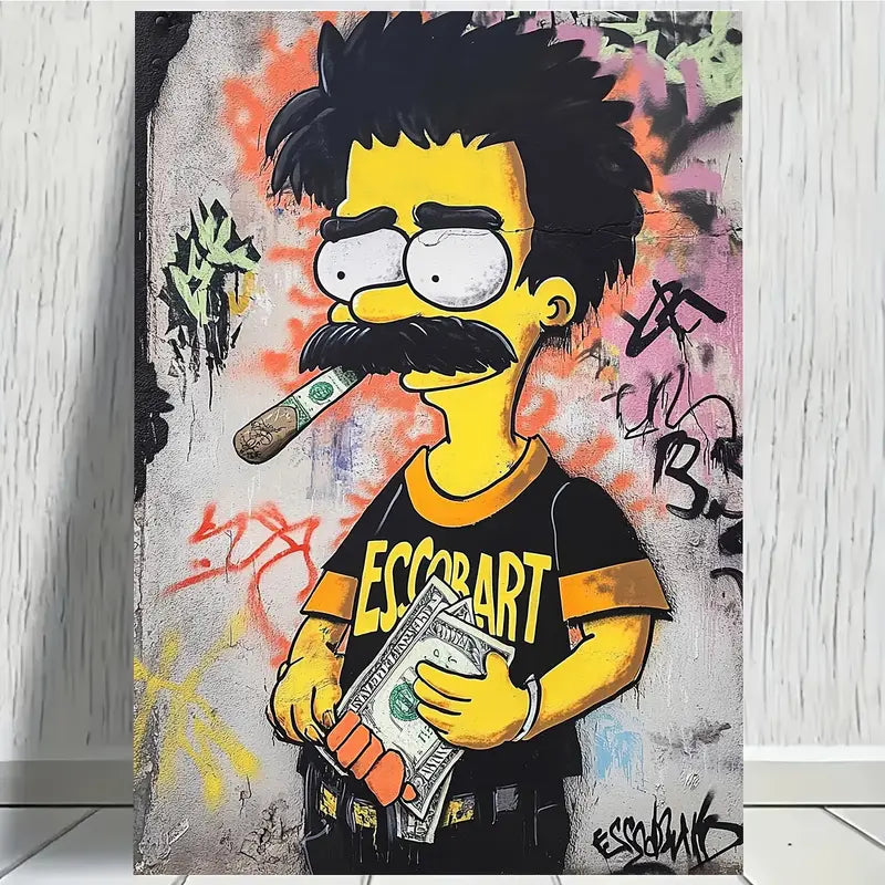 Money With Man Street Art Graffiti Print 100% Australian Made 40x60cm Stretched Canvas Ready to Hang