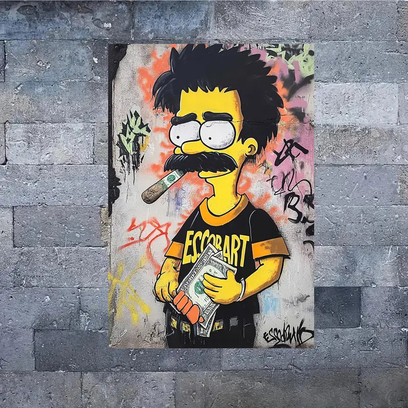 Money With Man Street Art Graffiti Print 100% Australian Made 40x60cm Stretched Canvas Ready to Hang