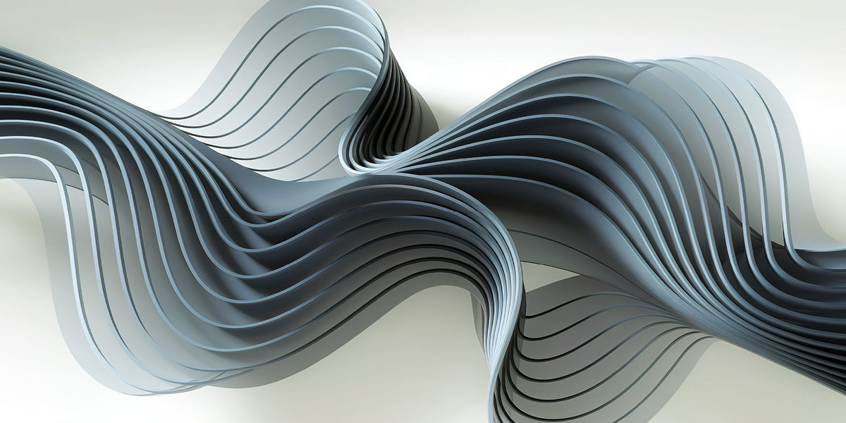 3D Silver Wave Abstract Design Wall Art Canvas Office Home Room Framed 80x45cm
