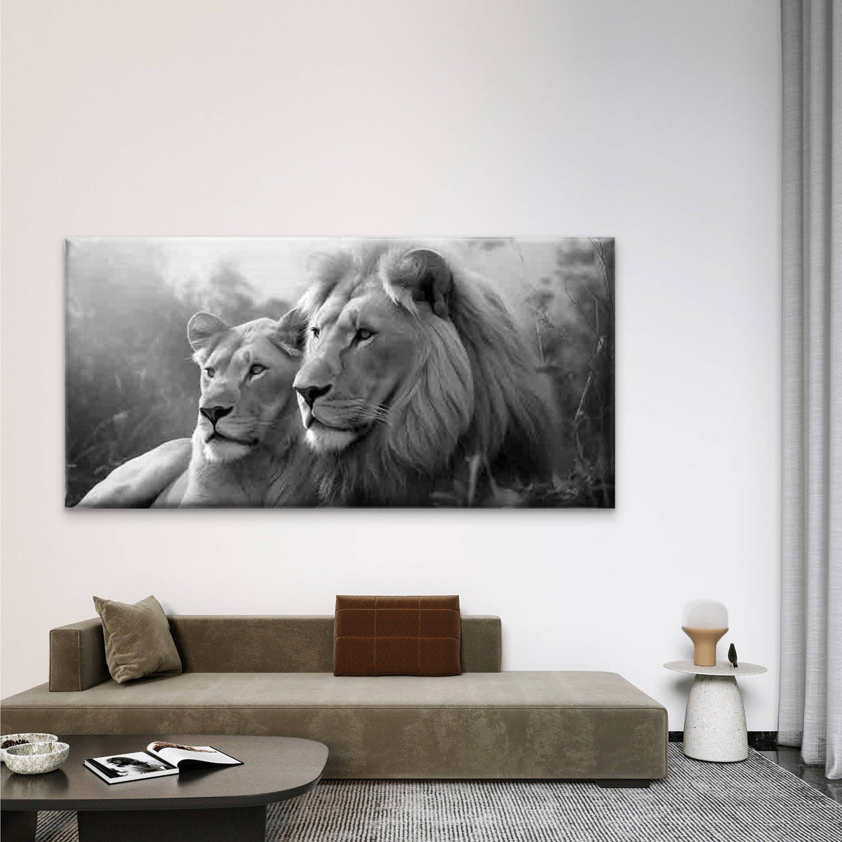 Photograph of a Majestic Lion Wall Art Canvas Office Home Room Framed 80x45cm