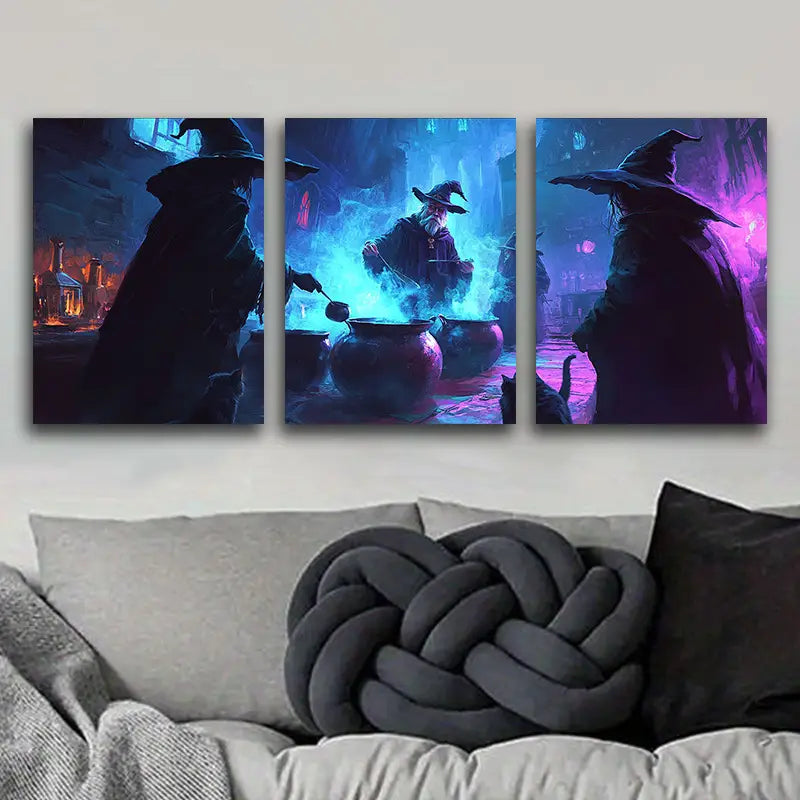 3pcs Black Magic Metal Print Ready to Hang Art
