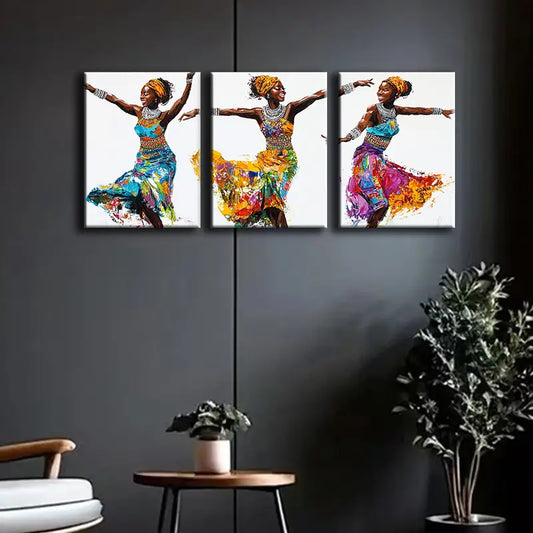 3pcs Traditional dress dancing girls Metal Print Ready to Hang Art