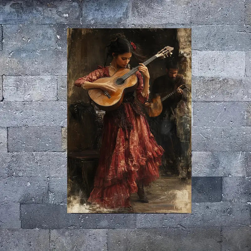 Girl & Boy Playing Guitar Print 100% Australian Made 40x60cm Stretched Canvas Ready to Hang