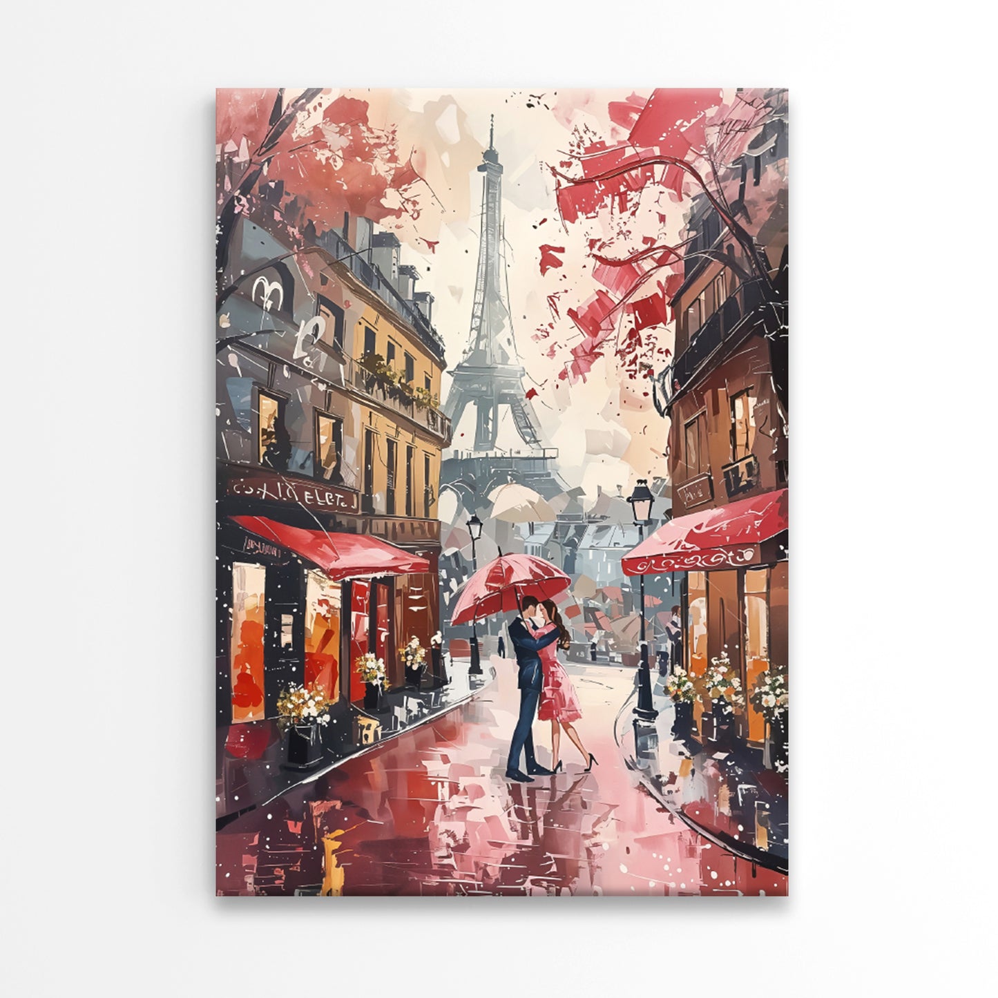 Couple Under an Umbrella Painting Print 100% Australian Made 40x60cm Stretched Canvas Ready to Hang