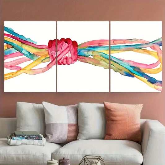 3pcs Vibrant Watercolor Lasso Painting Metal Print Ready to Hang Art