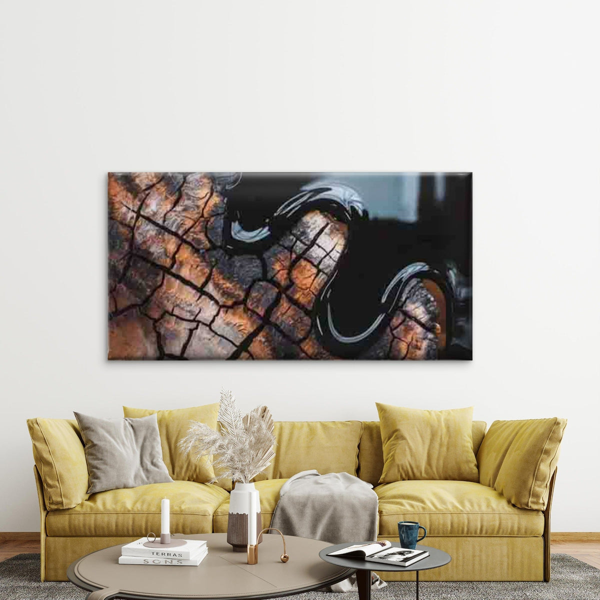 Cracked Earth Reflection Wall Art Canvas Office Home Room Framed 120x60cm