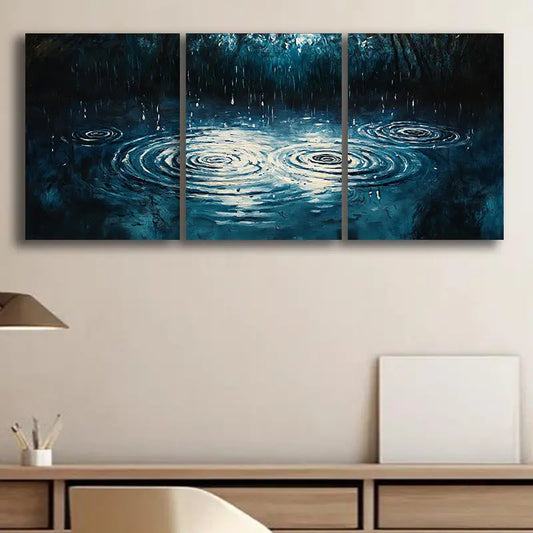 3pcs Raindrops on Water Metal Print Ready to Hang Art