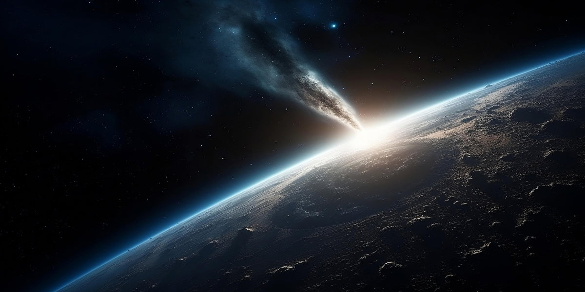 Asteroid Impact Space View Planet Wall Art Canvas Office Home Framed 80x45cm