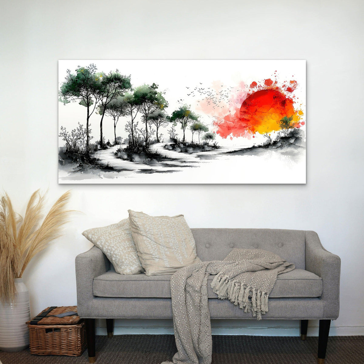 A Peaceful Sunset Journey Wall Art Canvas Office Home Room Framed 80x45cm