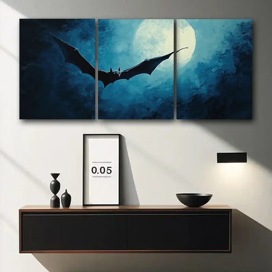 3pcs Bats fly in the Moonlight Metal Print Ready to Hang Art