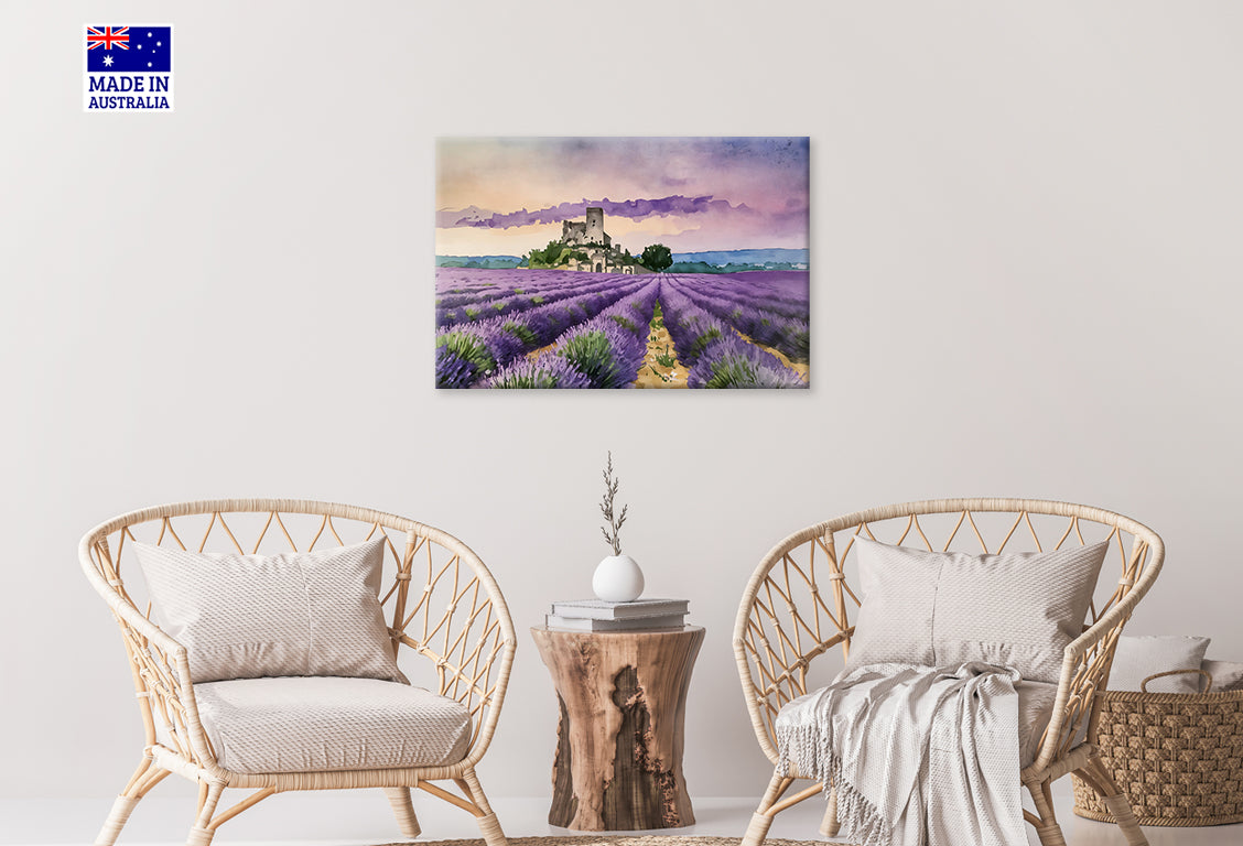 Stunning Lavender Field in Full Bloom Print 100% Australian Made 60x40cm Stretched Canvas Ready to Hang