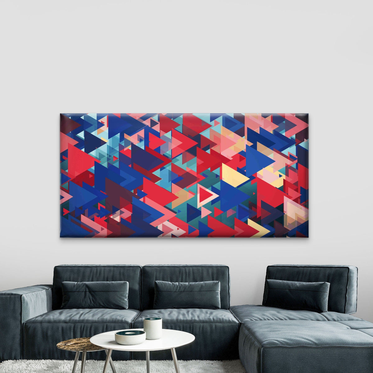 Abstract Geometric Triangles Wall Art Canvas Office Home Room Framed 80x45cm