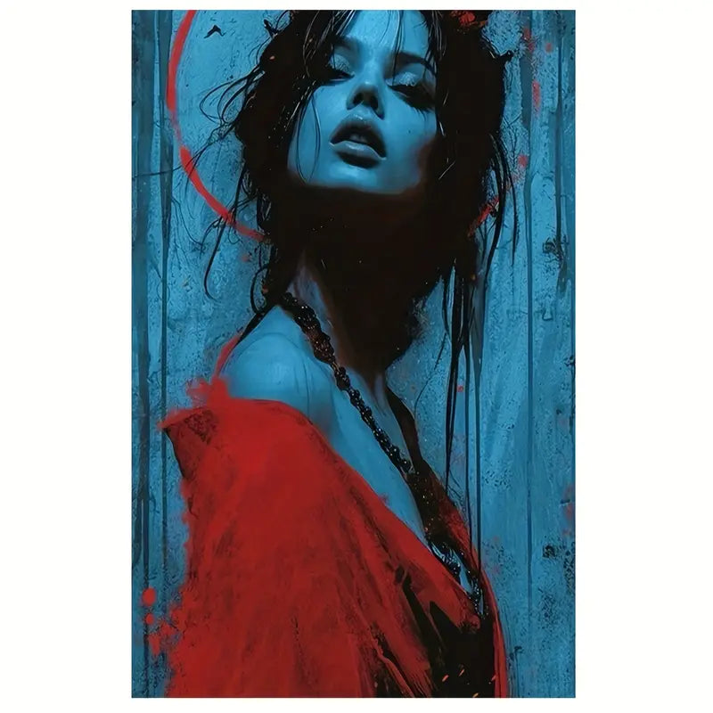Chic Lady in Red Dress Canvas Art Print 100% Australian Made 40x60cm Stretched Canvas Ready to Hang