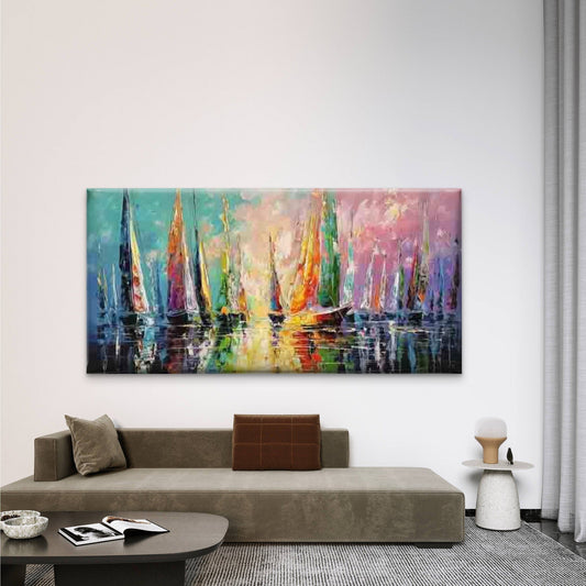Sailboat Sunset Seascape Wall Art Canvas Office Home Room Framed 120x60cm