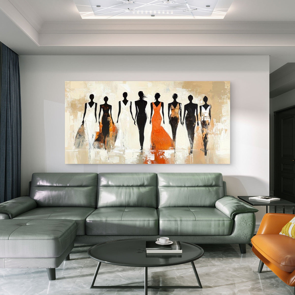 Abstract Women Silhouettes Wall Art Canvas Office Home Room Framed 80x45cm
