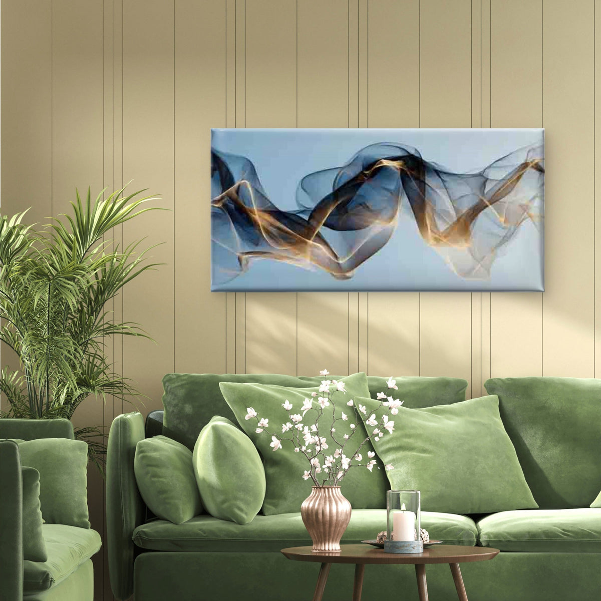 Abstract Paintings, Flowing Wall Art Canvas Office Home Room Framed 80x45cm