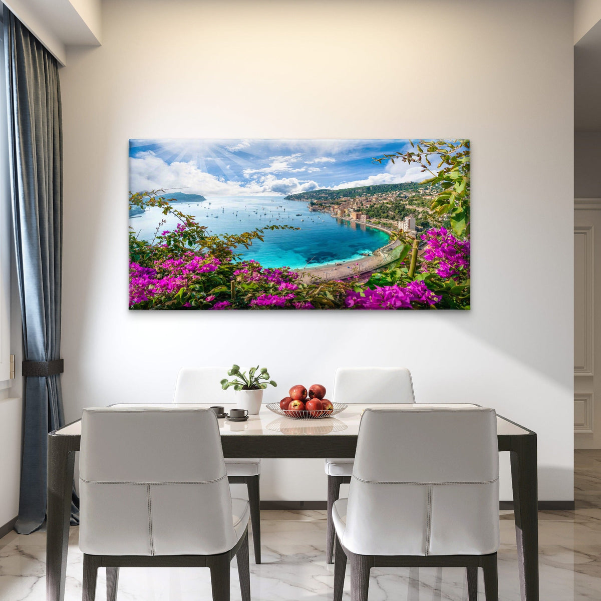 Coastal Bay Landscape Wall Art Canvas Office Home Room Framed 80x45cm