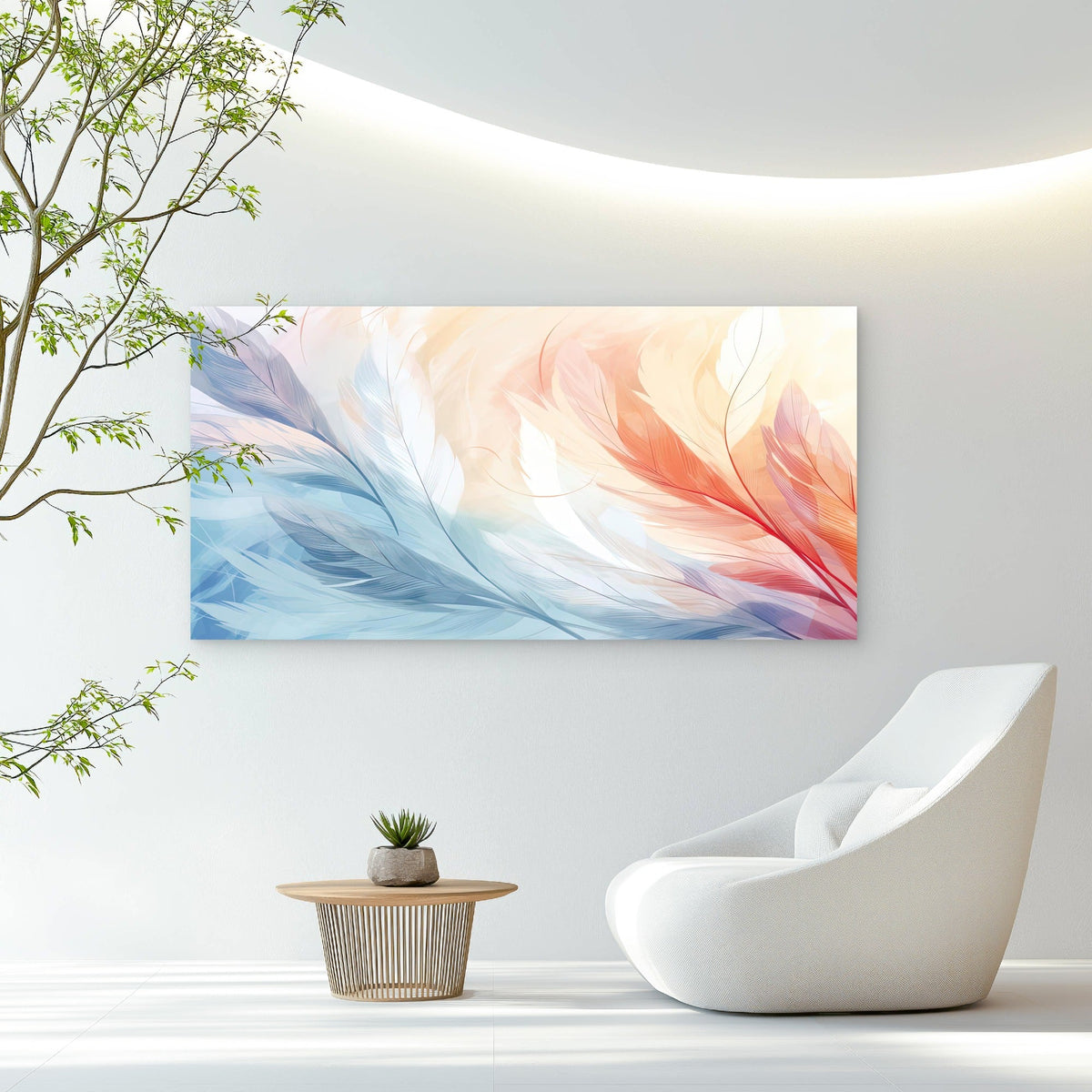 Whispers of Soft Feathers Wall Art Canvas Office Home Room Framed 80x45cm