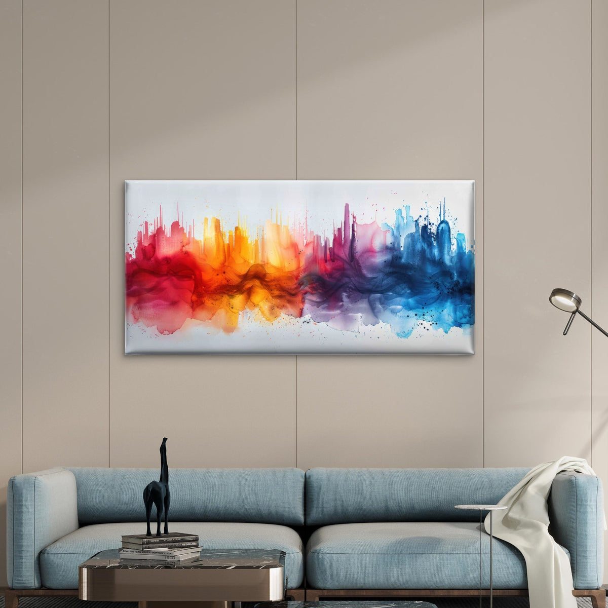 Abstract City Painting Wall Art Canvas Office Home Room Framed 120x60cm