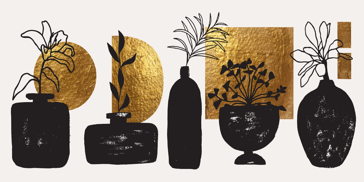 Minimalist Gold Leaf Botanical Wall Art Canvas Office Home Room Framed 120x60cm