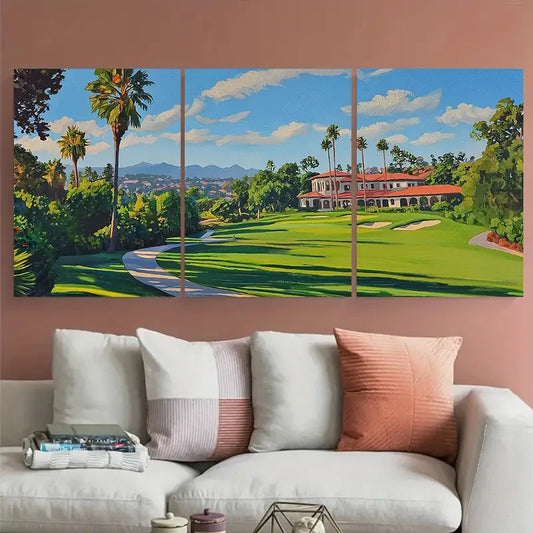 3pcs Riviera Country Club Golf Course Metal Print Ready to Hang Art