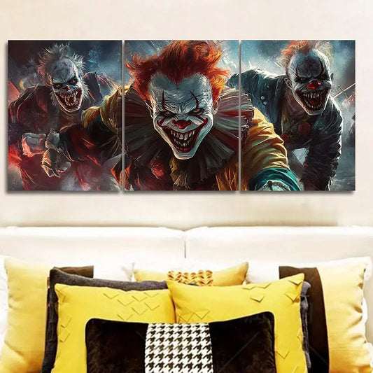 3pcs Vibrant Clown Trio Metal Print Ready to Hang Art
