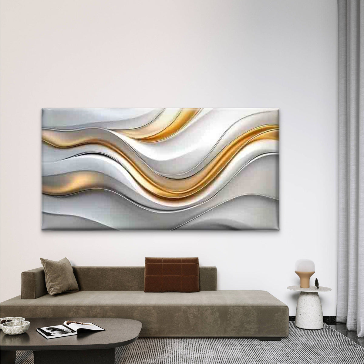 Modern Abstract Wave Texture Wall Art Canvas Office Home Room Framed 80x45cm